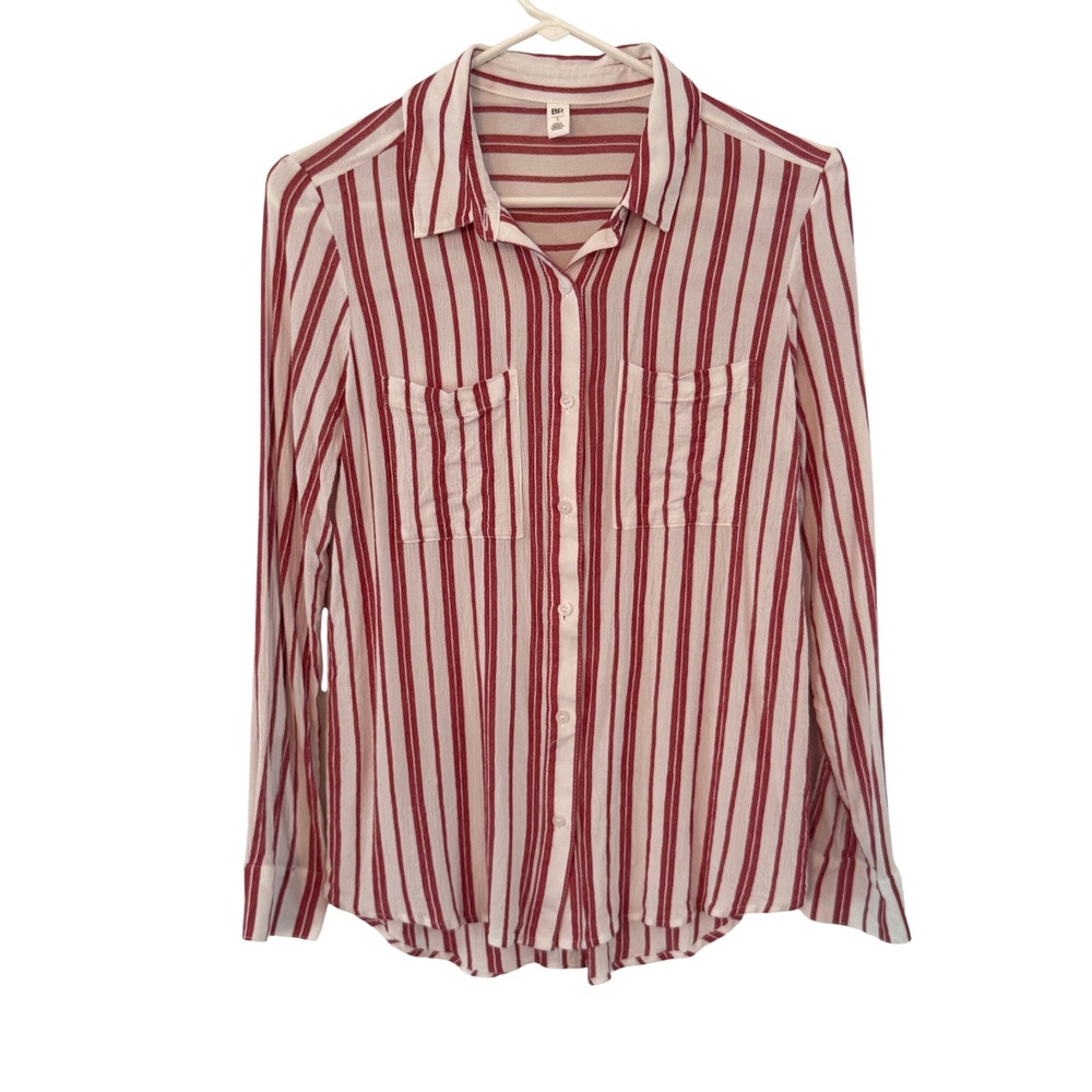 BP Nordstrom Womens Red White Striped Button Down Shirt Viscose Small BP376968MI